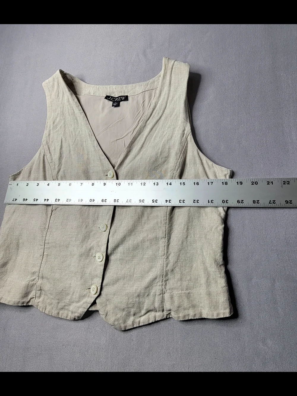 J.Crew Women's Cream Linen Button-Front Vest Size 12